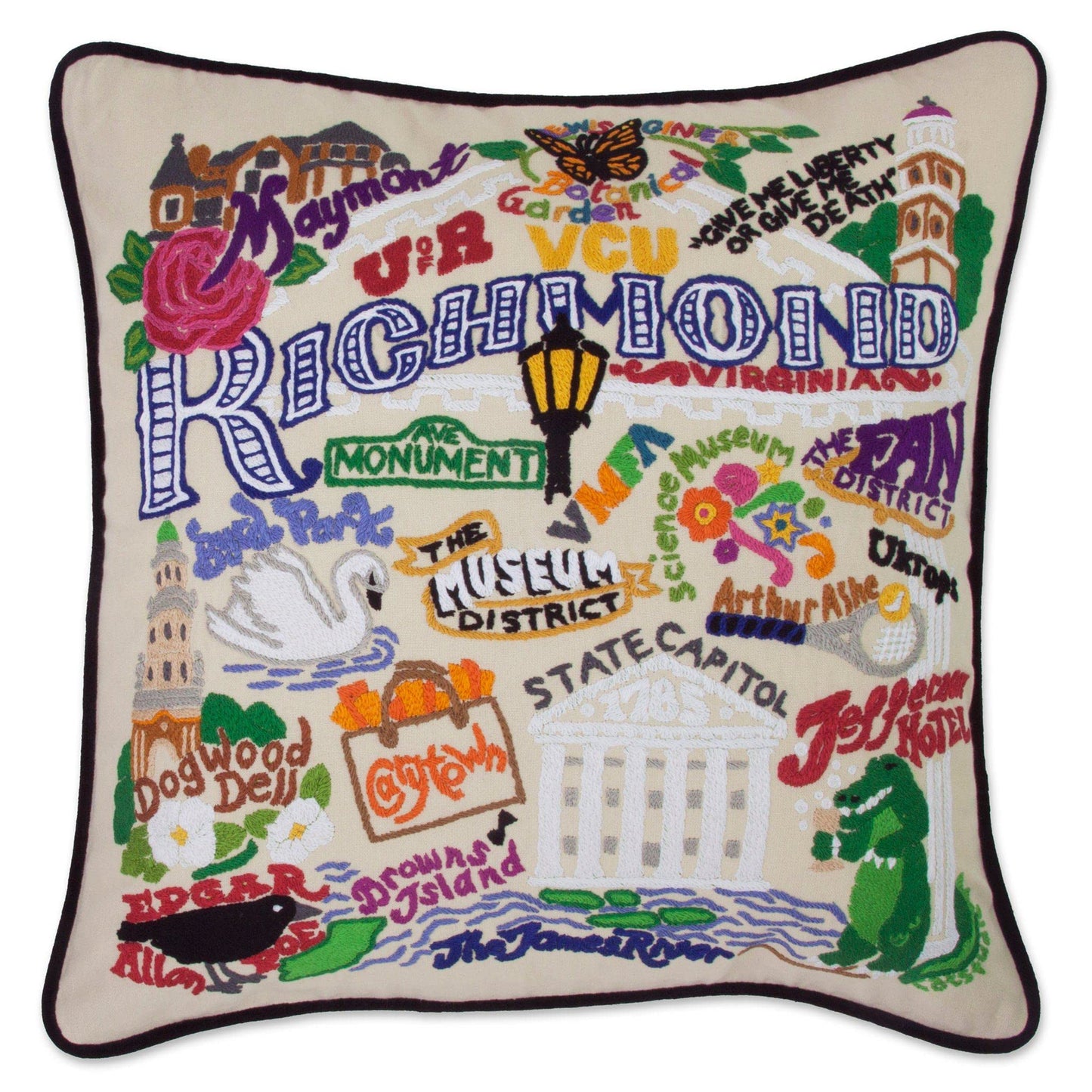 Midwest City Embroidered Decorative Throw Pillow