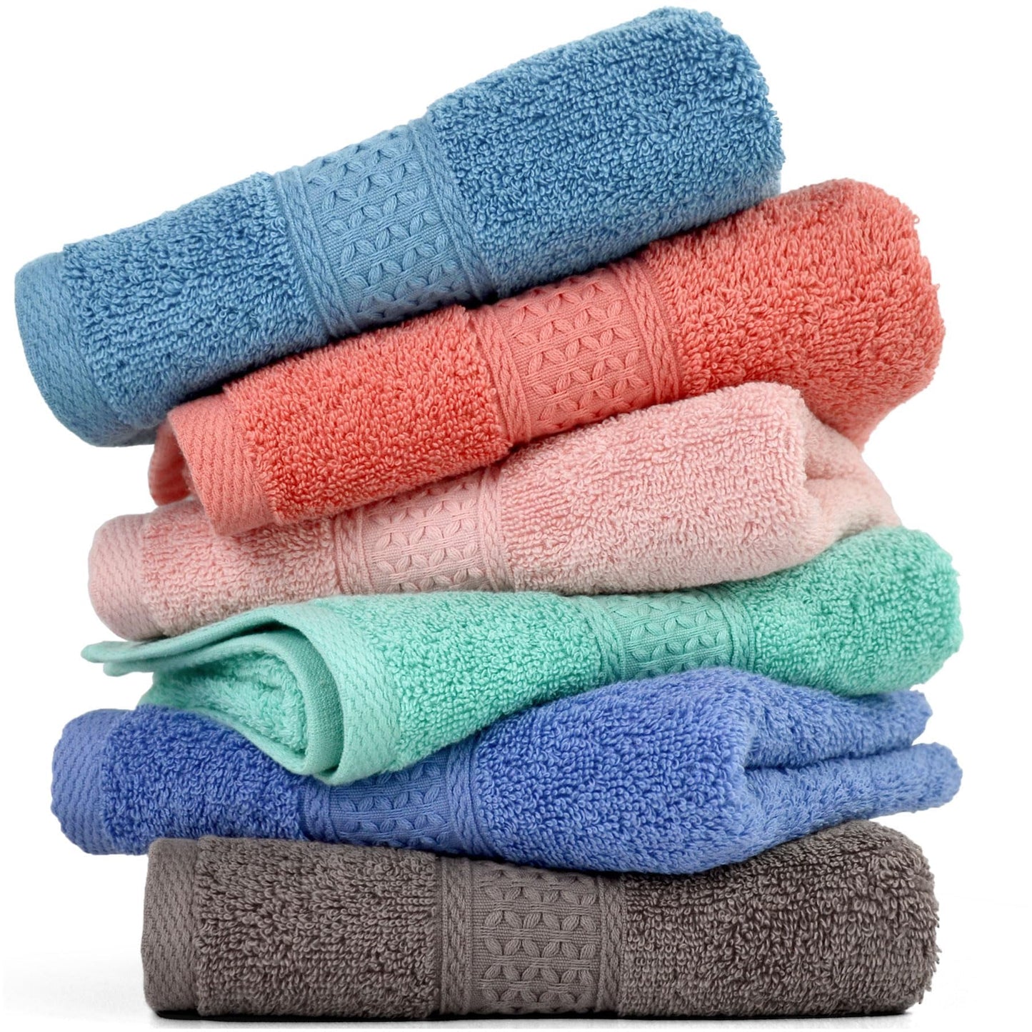 Cotton Hand Towel Set Assorted Colors 6-Pack