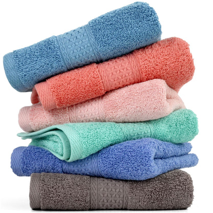 Cotton Hand Towel Set Assorted Colors 6-Pack