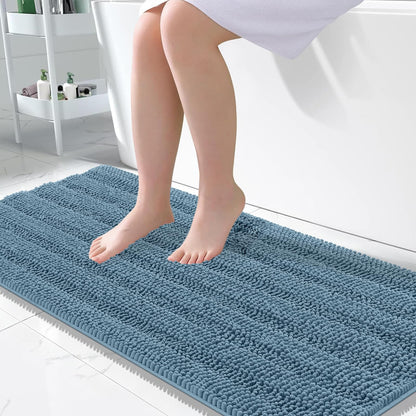 Thick Chenille Bath Rug with Absorbent Rubber Back