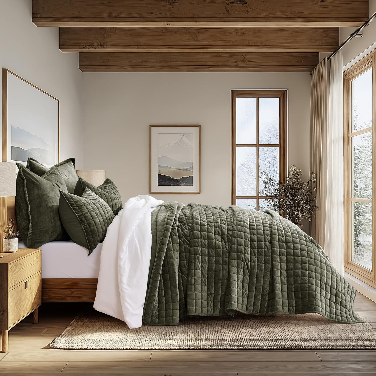 Luxury Velvet Quilt Set with Matching Pillow Shams