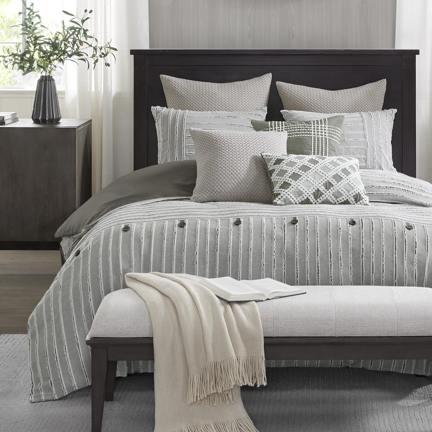 Jacquard Stripe Comforter Set with Removable Cover