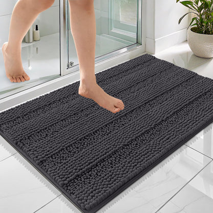 Thick Chenille Bath Rug with Absorbent Rubber Back