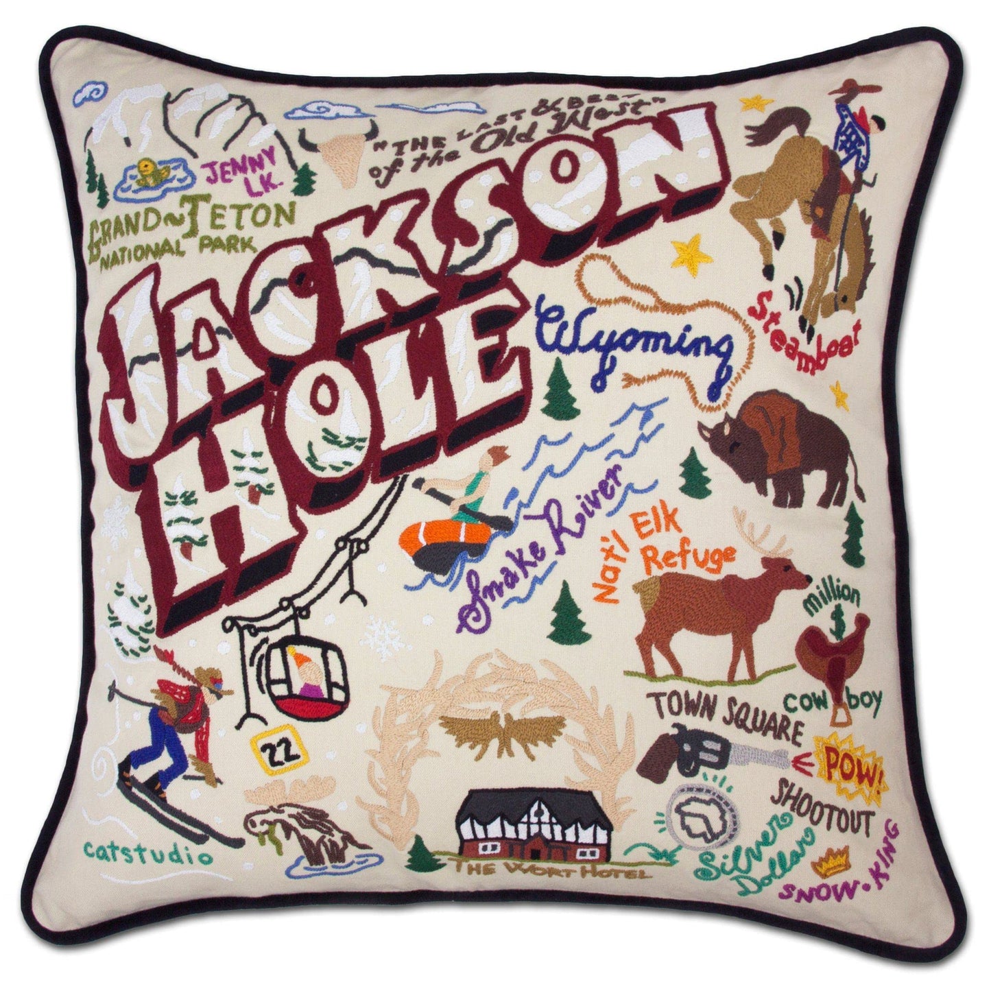 Midwest City Embroidered Decorative Throw Pillow