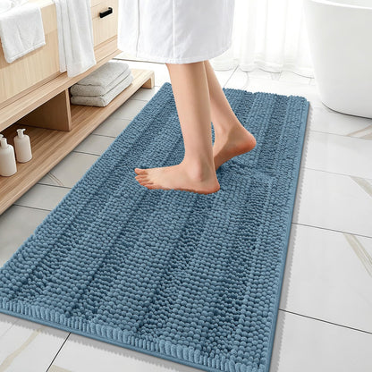 Thick Chenille Bath Rug with Absorbent Rubber Back