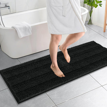 Thick Chenille Bath Rug with Absorbent Rubber Back