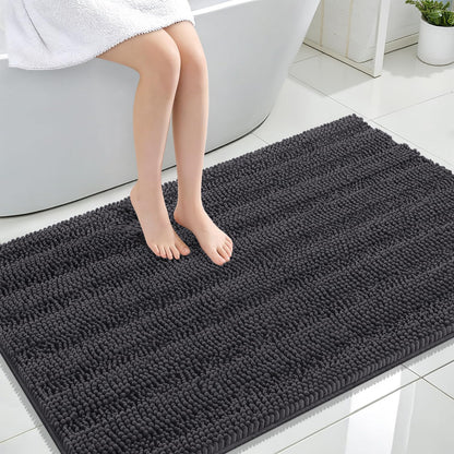 Thick Chenille Bath Rug with Absorbent Rubber Back