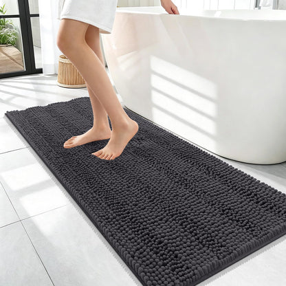 Thick Chenille Bath Rug with Absorbent Rubber Back