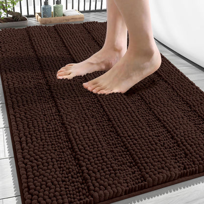 Thick Chenille Bath Rug with Absorbent Rubber Back
