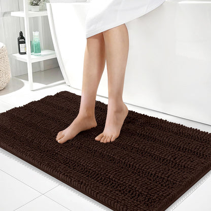 Thick Chenille Bath Rug with Absorbent Rubber Back