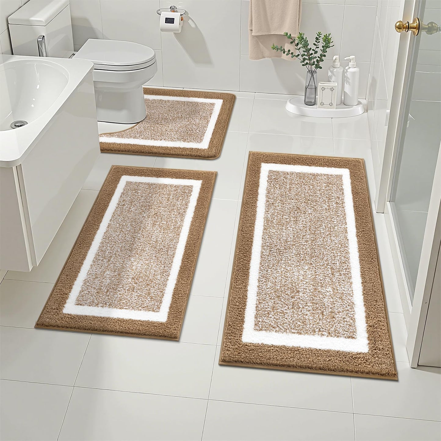 Microfiber Bath Rug Set with Plush Non-Slip Design