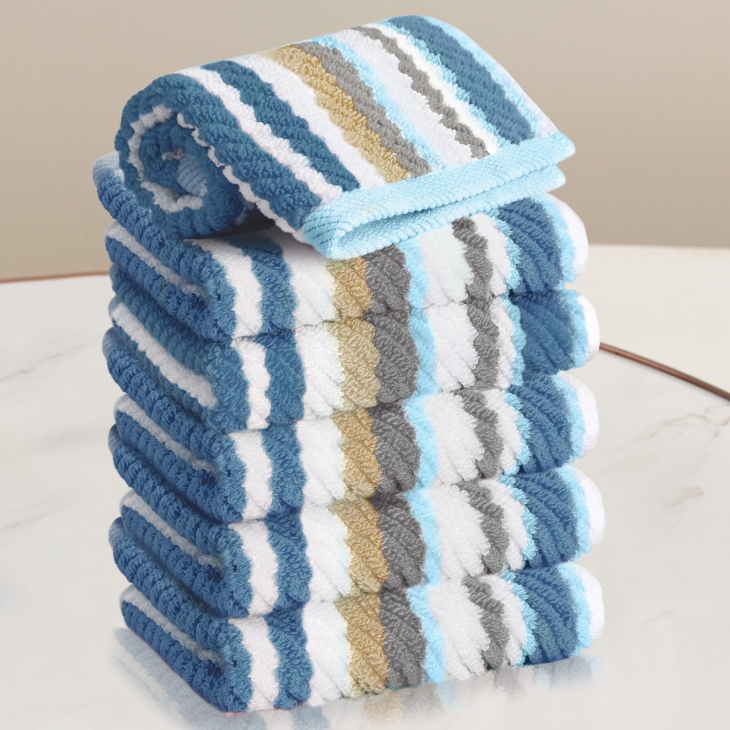 Striped Cotton Hand Towel Set Soft Quick-Dry Design