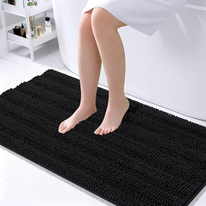 Thick Chenille Bath Rug with Absorbent Rubber Back