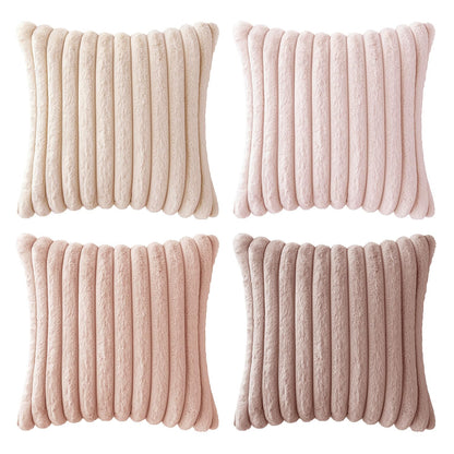 Fuzzy Striped Decorative Throw Pillows Set of 4