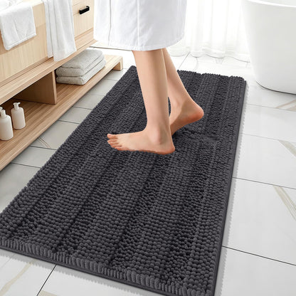 Thick Chenille Bath Rug with Absorbent Rubber Back