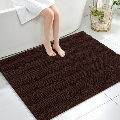 Thick Chenille Bath Rug with Absorbent Rubber Back