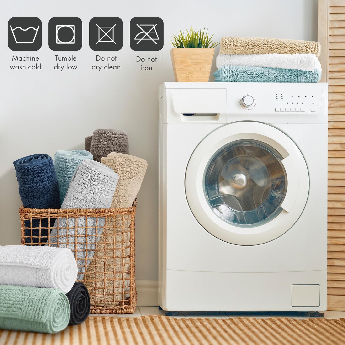 Luxury Cotton Tufted Bath Rug with Reversible Design