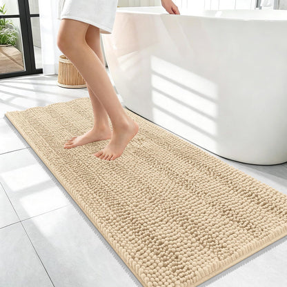 Thick Chenille Bath Rug with Absorbent Rubber Back
