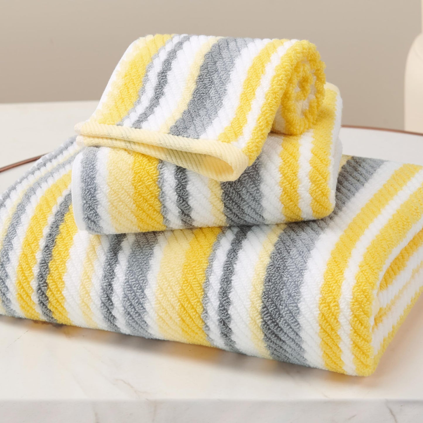 Striped Cotton Hand Towel Set Soft Quick-Dry Design