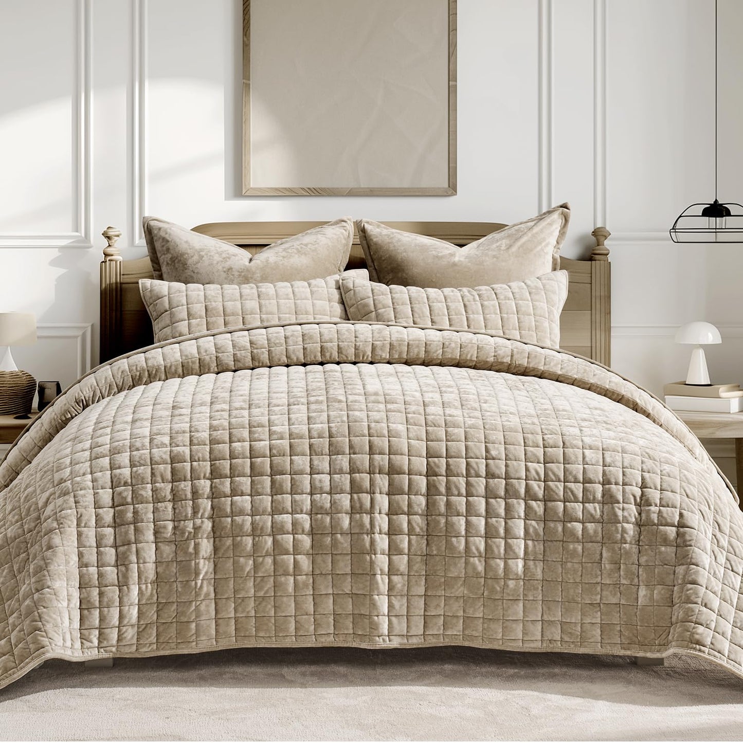 Luxury Velvet Quilt Set with Matching Pillow Shams