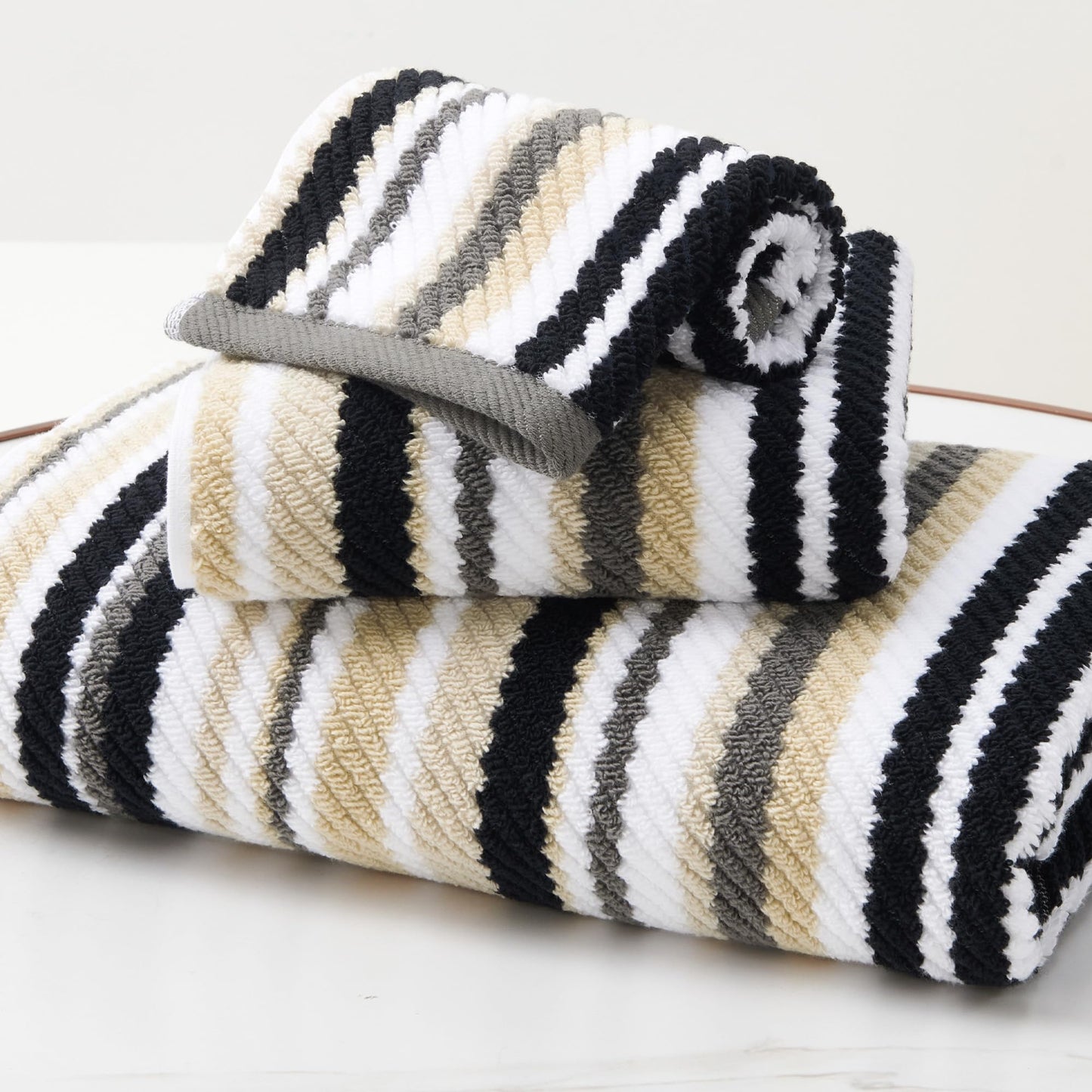 Striped Cotton Hand Towel Set Soft Quick-Dry Design