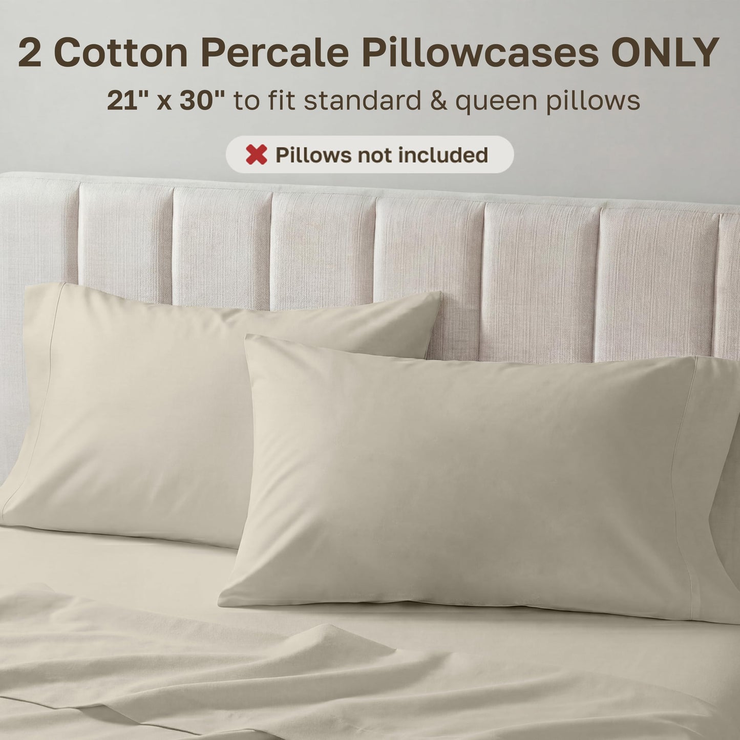 Egyptian Cotton, Soft and Crisp Percale Pillow Cases.
