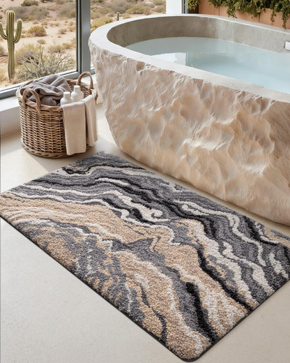 Marble Bath Rug Mat with Soft Absorbent Surface
