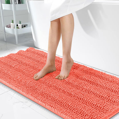 Thick Chenille Bath Rug with Absorbent Rubber Back