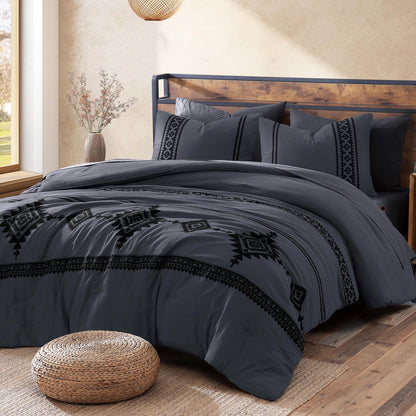 Boho Embroidered Bedding Set with Sheets and Shams