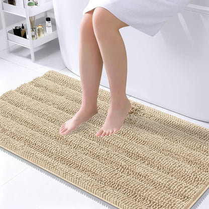 Thick Chenille Bath Rug with Absorbent Rubber Back