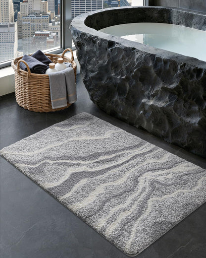Marble Bath Rug Mat with Soft Absorbent Surface