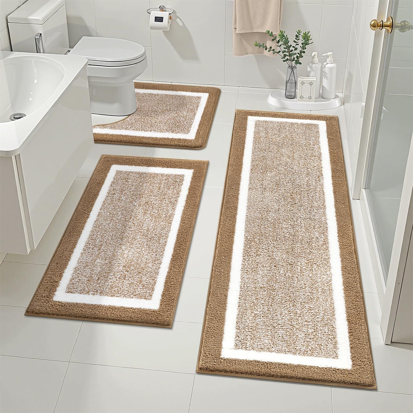 Microfiber Bath Rug Set with Plush Non-Slip Design