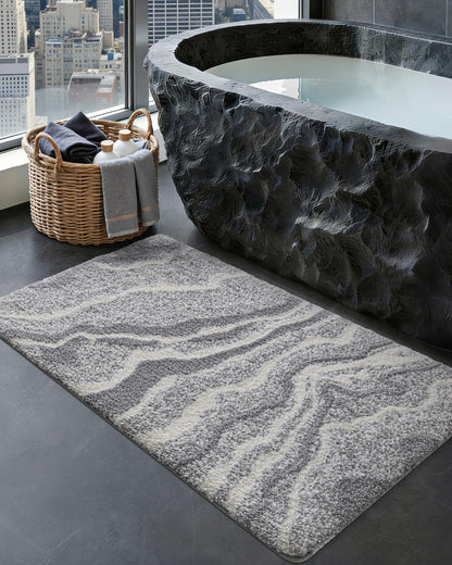 Marble Bath Rug Mat with Soft Absorbent Surface