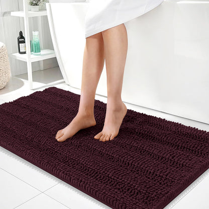 Thick Chenille Bath Rug with Absorbent Rubber Back