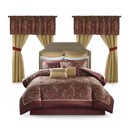 Paisley Comforter Set with Curtains 24-Piece Bedding