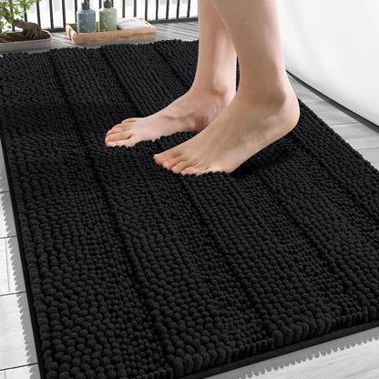 Thick Chenille Bath Rug with Absorbent Rubber Back