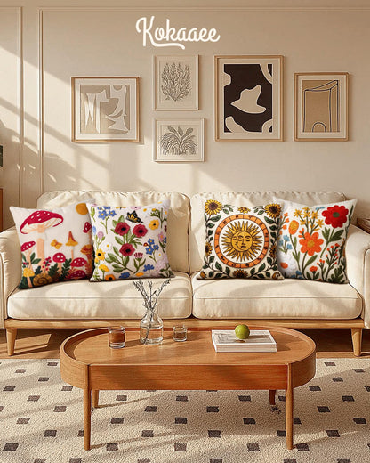 Boho Embroidered Throw Pillow Covers Set of 2