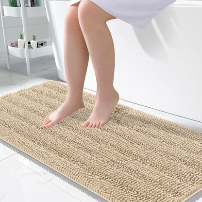 Thick Chenille Bath Rug with Absorbent Rubber Back