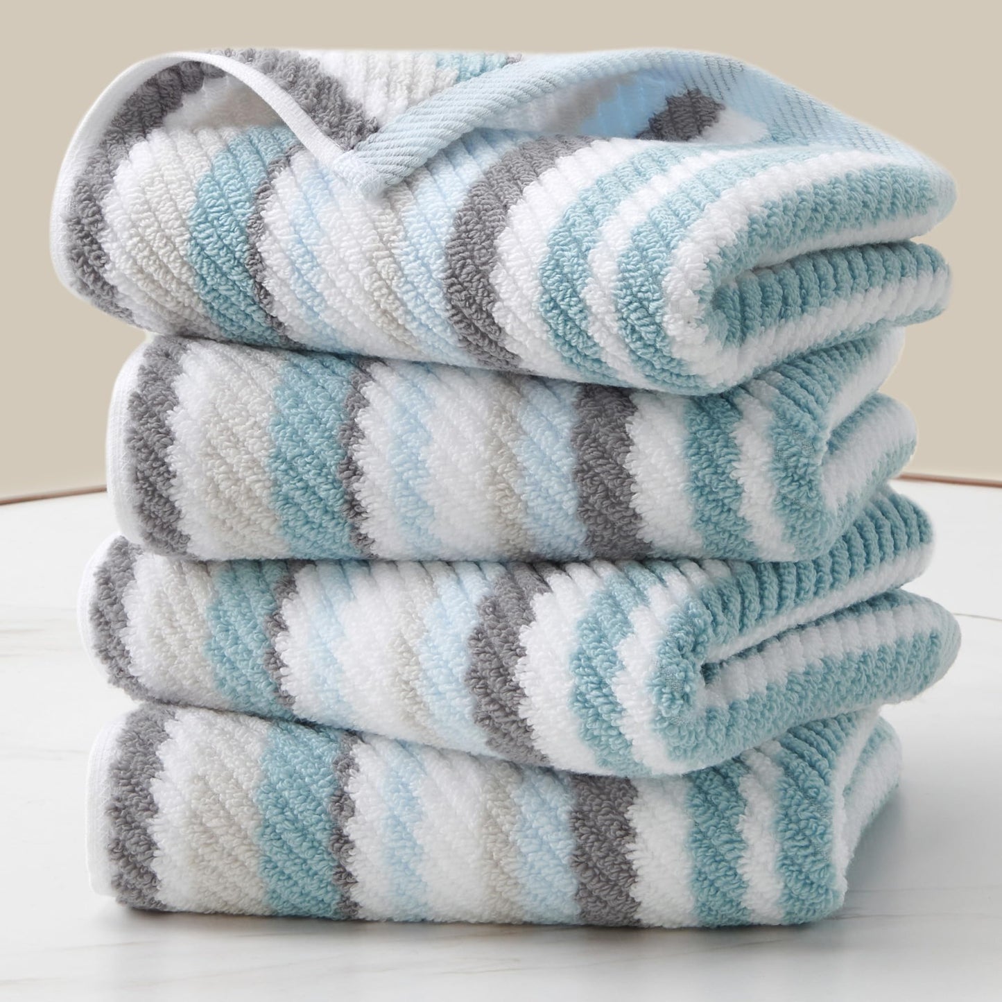 Striped Cotton Hand Towel Set Soft Quick-Dry Design