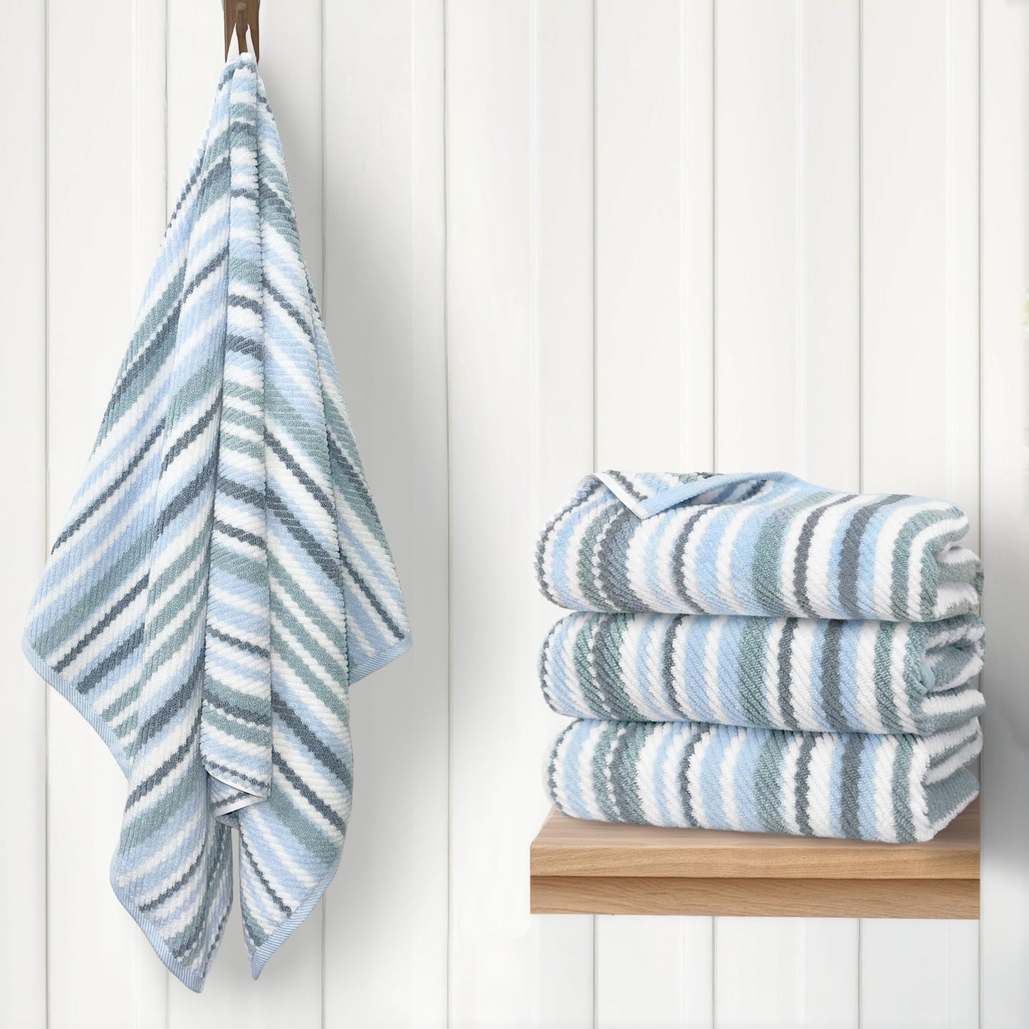 Striped Cotton Hand Towel Set Soft Quick-Dry Design