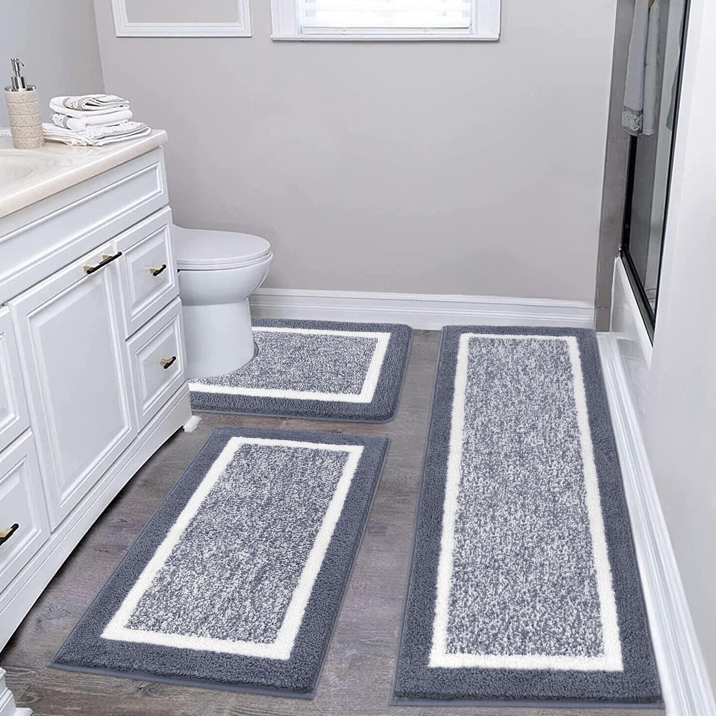 Microfiber Bath Rug Set with Plush Non-Slip Design