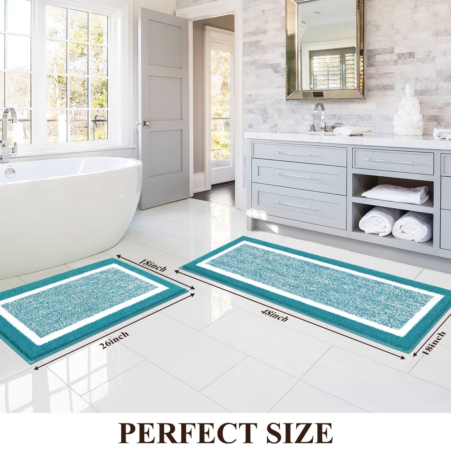 Microfiber Bath Rug Set with Plush Non-Slip Design