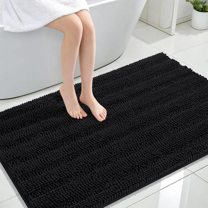 Thick Chenille Bath Rug with Absorbent Rubber Back