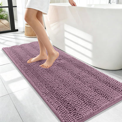 Thick Chenille Bath Rug with Absorbent Rubber Back
