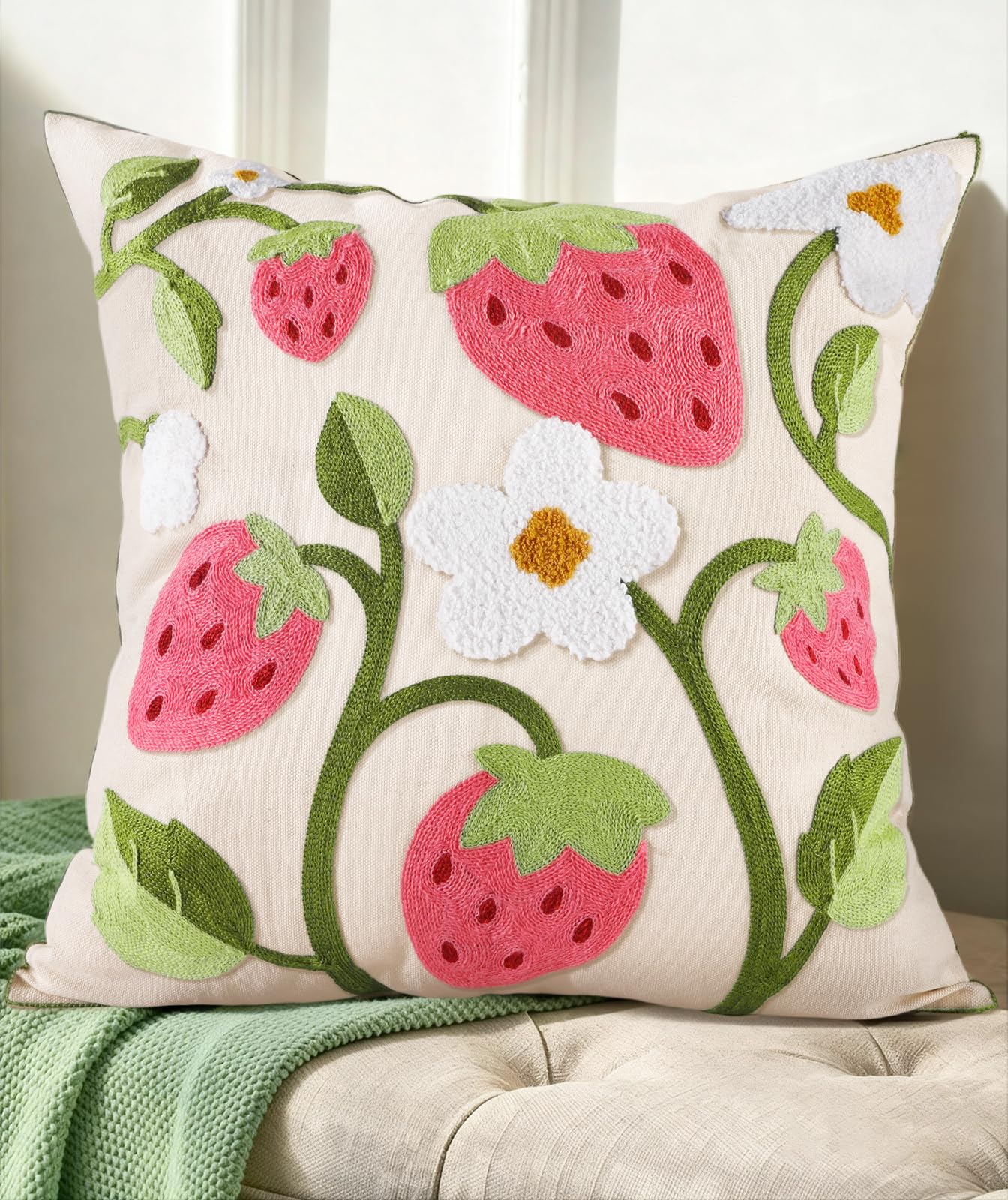 Boho Embroidered Throw Pillow Covers Set of 2