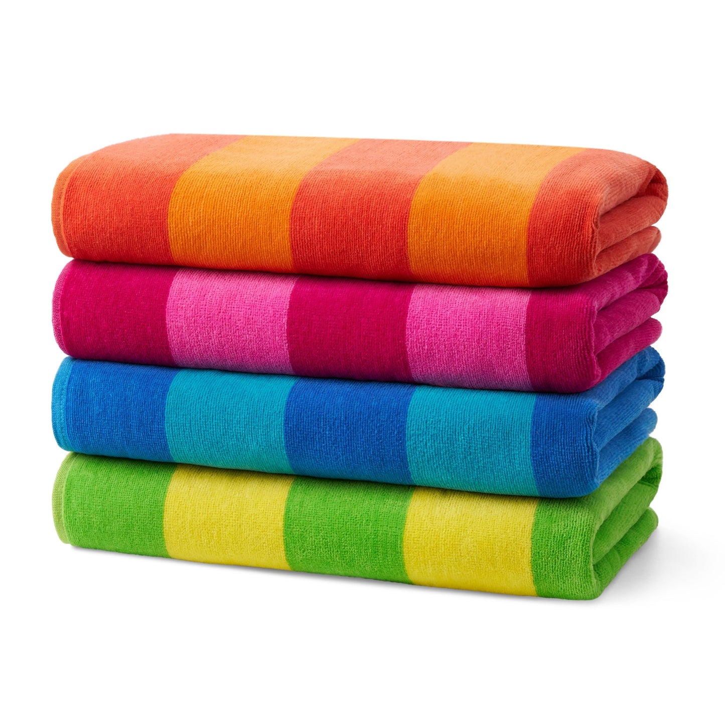 Oversized Cotton Beach Towel Soft Velour Stripes