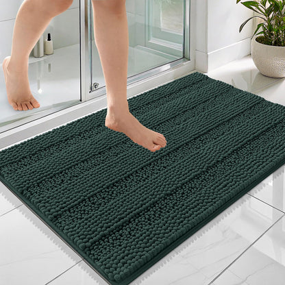 Thick Chenille Bath Rug with Absorbent Rubber Back