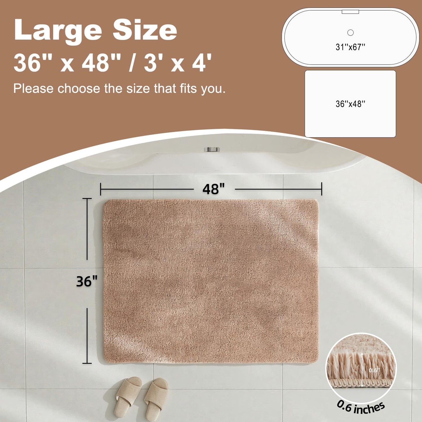 Ultra Soft Absorbent Bath Mat with Rubber Backing