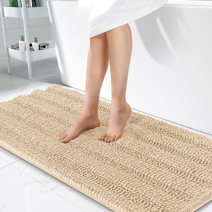 Thick Chenille Bath Rug with Absorbent Rubber Back