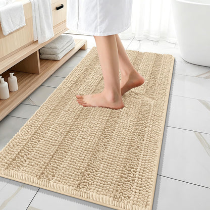 Thick Chenille Bath Rug with Absorbent Rubber Back